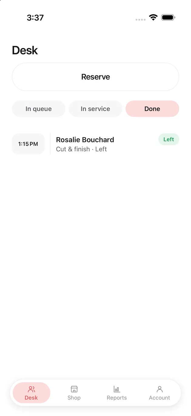 The Chaise app on iPhone: done