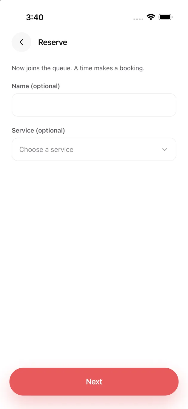 The Chaise app on iPhone: tap reserve