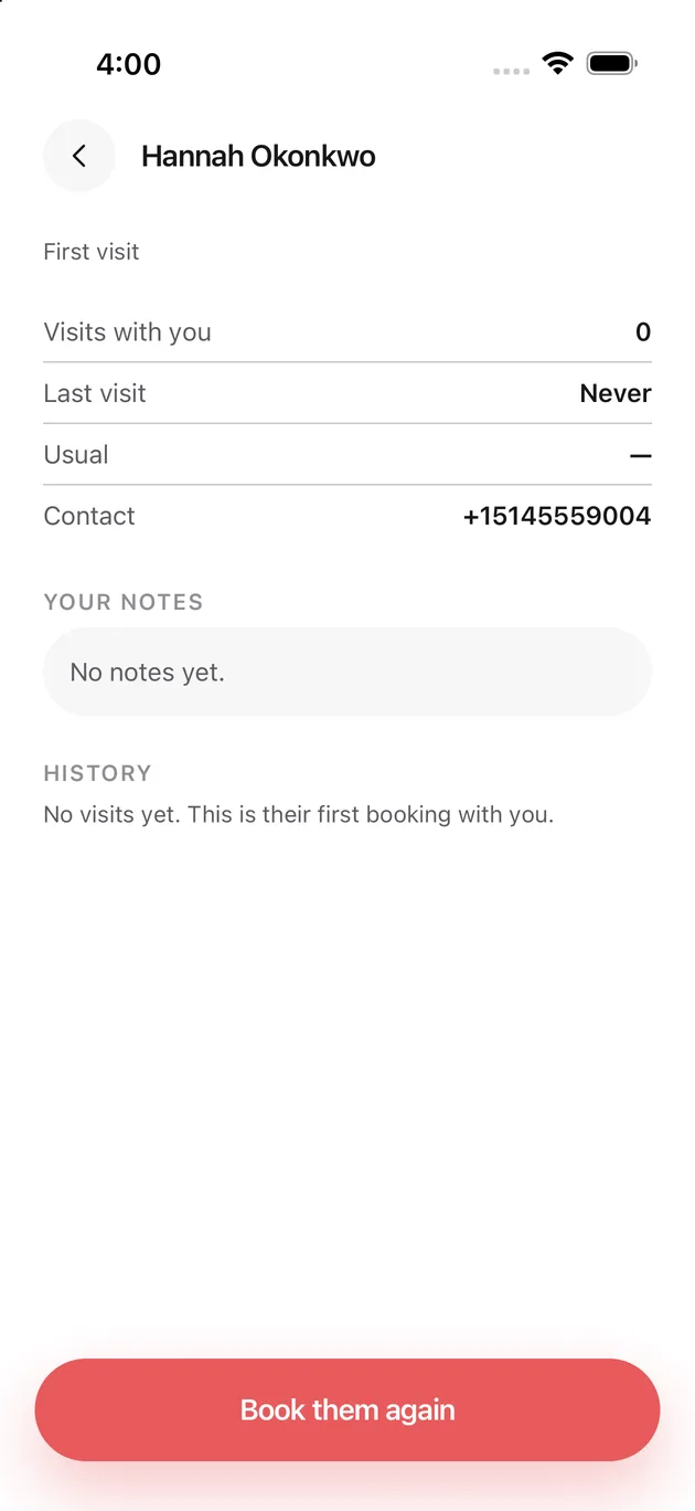 The Chaise app on iPhone: the client
