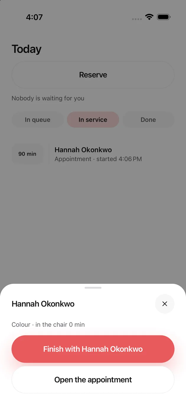 The Chaise app on iPhone: finish