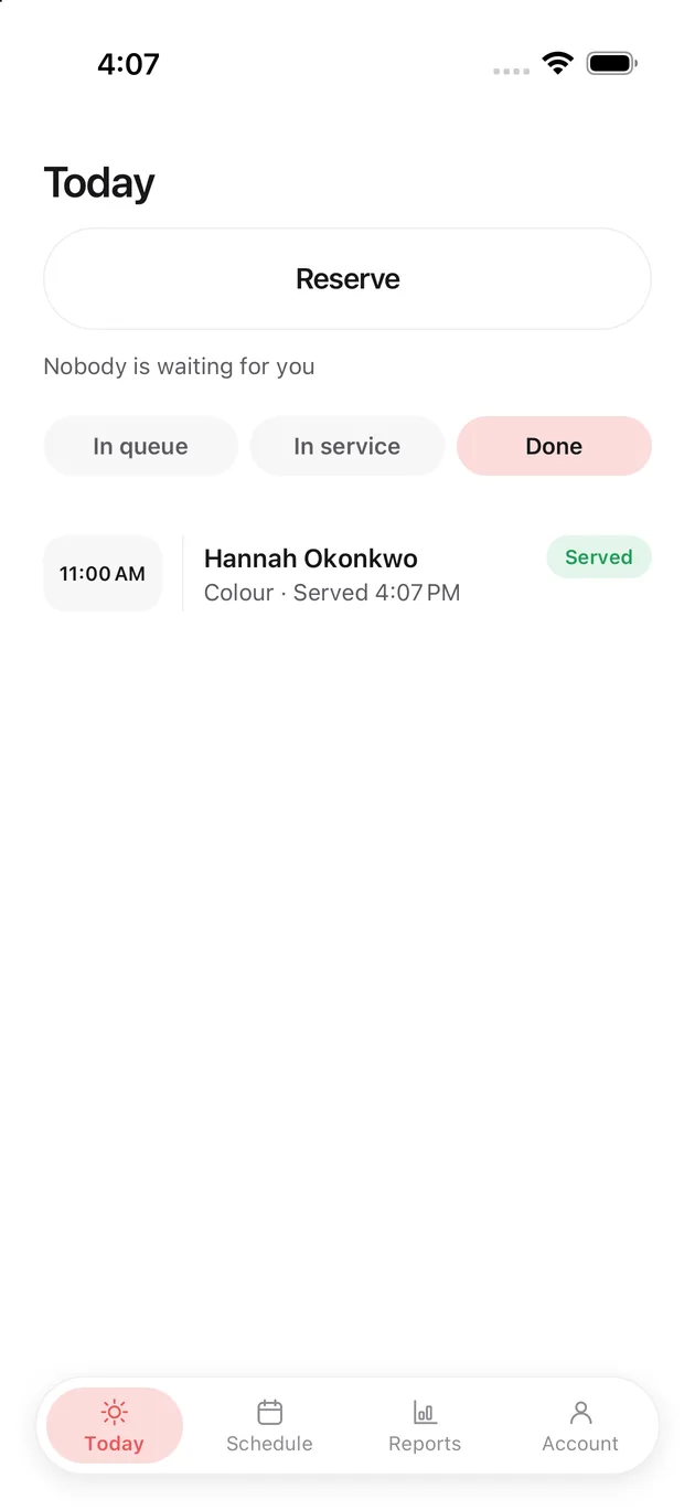 The Chaise app on iPhone: served