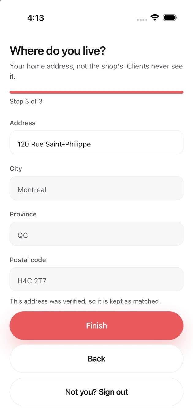 The Chaise app on iPhone: where you live