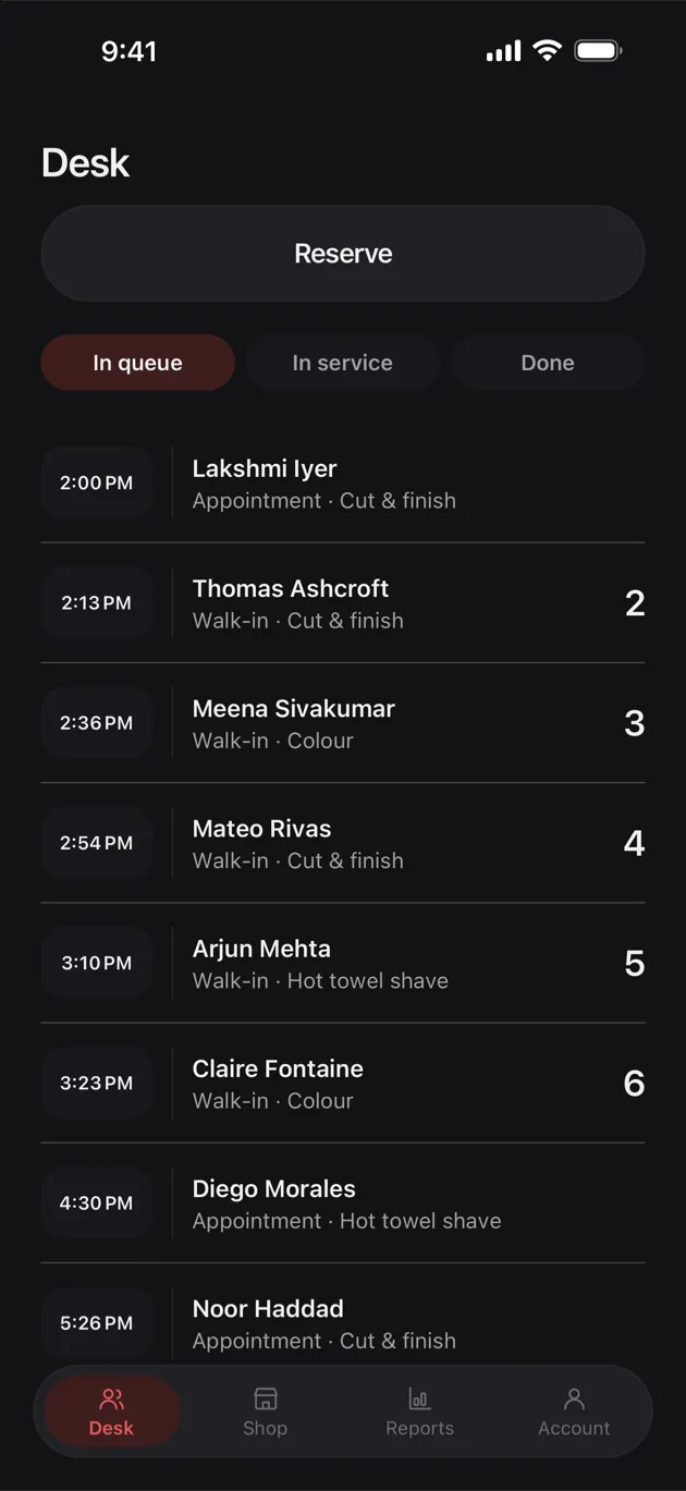 The Chaise app on iPhone: in queue