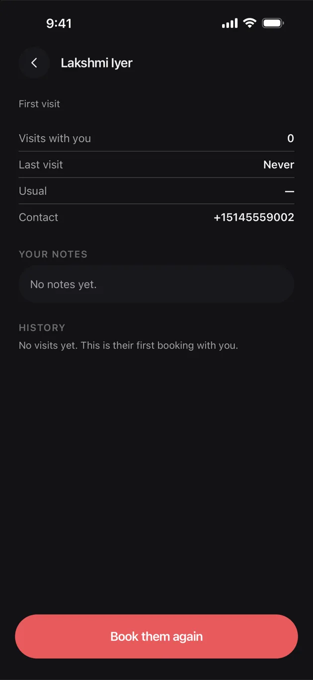 The Chaise app on iPhone: the client