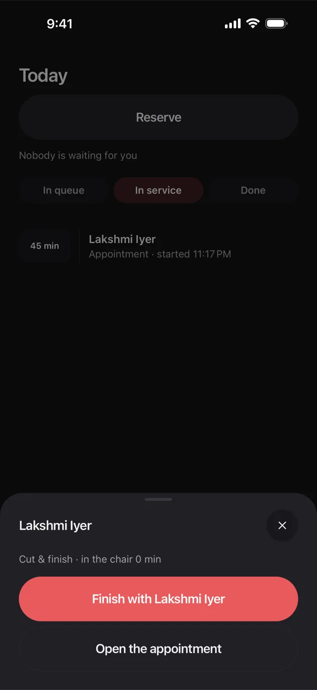 The Chaise app on iPhone: finish